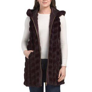 VIA SPIGA Burgundy Faux Fur Vest
